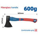 DongCheng HD101500 600g Drop-Forged 45# Carbon Steel Wood Chopping Axe with Fiberglass Handle