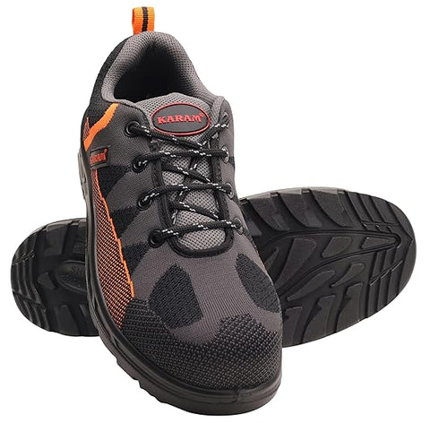 Karam Flytex Grey & Orange Sporty Safety Shoes FS210