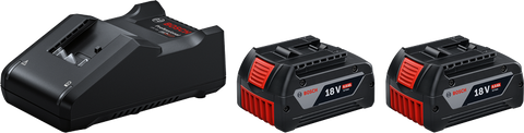 Bosch Professional 2 x GBA 18V 4.0Ah Li-Ion Batteries + GAL 18V-40 Fast Charger
