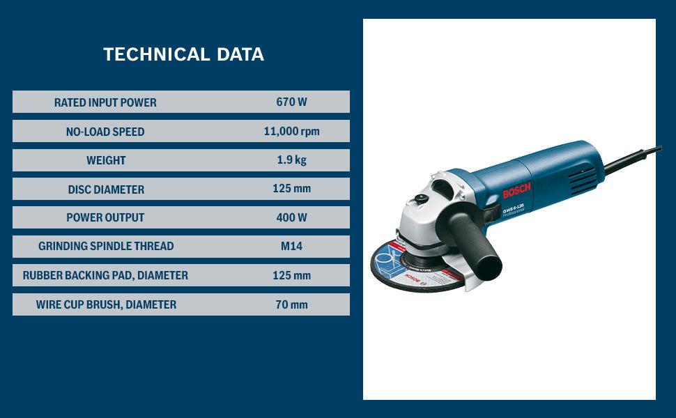 Bosch GWS 6-125 Professional 5 Inch Corded Electric Angle Grinder