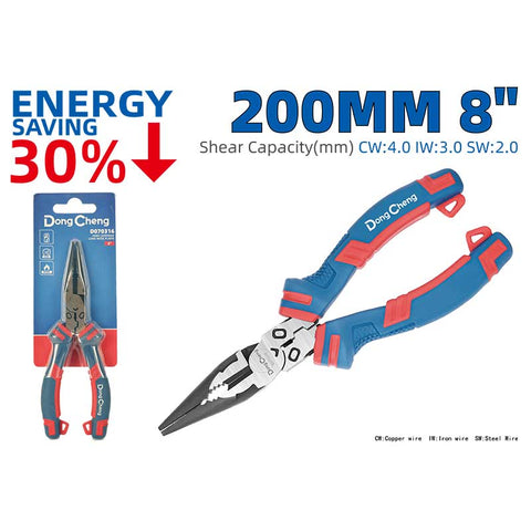 DongCheng 8" High Leverage Long Nose Pliers (D070318)