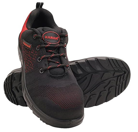 Karam Flytex Red & Black Sporty Safety Shoes FS215