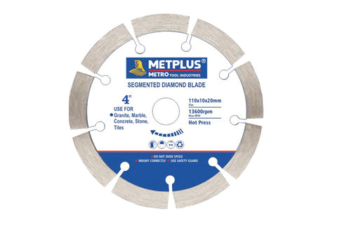 METPLUS Diamond Saw Blade – Segmented, Turbo & Rim Diamond Cutting Blade for Granite, Marble, Concrete, Stone & Tiles