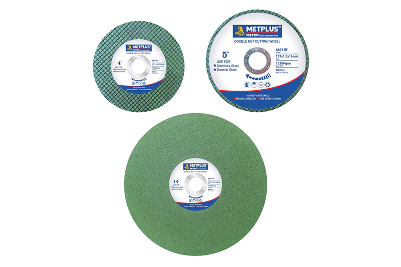 METPLUS Double Net Cutting Wheel – Abrasive Cutting Disc for Stainless Steel, General Steel & Metal Cutting