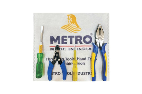METRO Electrician Kit No. 1 – Combination Plier, Wire Stripper, 2-in-1 Screwdriver & Electric Line Tester with Kit Bag