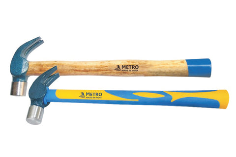 Metro Claw Hammer — wooden or fibre handle, 3/4 lb and 1 lb. For carpentry & construction nail work.