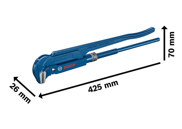 Bosch Sanitary Corner Pipe Wrench 90°, 420 mm Professional – 1 600 A02 W3V
