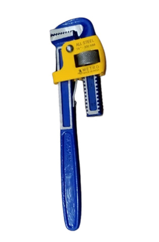 METRO Pipe Wrench Heavy Duty Drop Forged Steel with Hardened Jaws for Plumbing and Maintenance Work