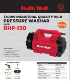 Ralli Wolf RHP-130 1300W high pressure washer with 130 Bar pressure and 390 L/H flow rate for car, workshop and industrial cleaning