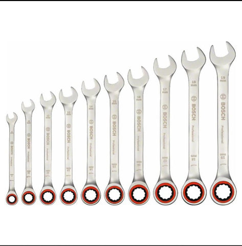 Bosch Professional Ratchet Spanner Set 10 Pcs | Combination Ratchet Wrench Set | 1 600 A02 AU0