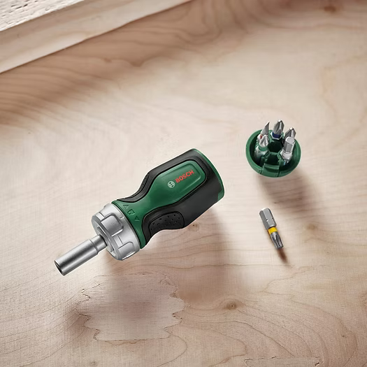 Bosch Stubby Bit Ratchet Screwdriver With 6 Bits | 1600A032UY | 50 Nm High-Torque Compact Ratchet