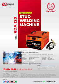 Ralli Wolf RDA-120 drawn arc stud welding machine. M3-M12 studs, up to 800A, graphical display. Ideal for heavy industrial and structural welding.