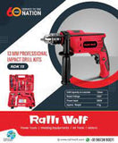 Ralli Wolf RDK13 13mm 500W impact drill kit with 3000 RPM speed and complete accessories carry case