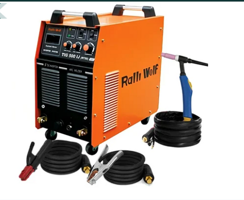 Ralli Wolf RT50 TIG500IJ DC inverter welding machine. 500A output, TIG & MMA function, mobile trolley design. Ideal for heavy industrial TIG welding.
