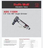 Ralli Wolf ADG1106H 1/4" HD 90° Pneumatic Angle Die Grinder – 20000 RPM