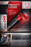 Ralli Wolf CH3 pneumatic chipping hammer — 2100 BPM, for chipping, fettling & core sand removal. Built for foundry & fabrication use