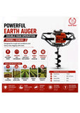 Ralli Wolf ED630 Earth Auger Double Man 63CC 2.2KW Petrol Earth Hole Digging Machine with Double Operator Handle