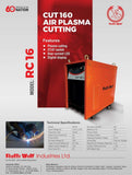 Ralli Wolf RC16 air plasma cutting machine. 160A output, cuts up to 50mm, digital display, 2T/4T switch, pilot arc technology. Shop now!