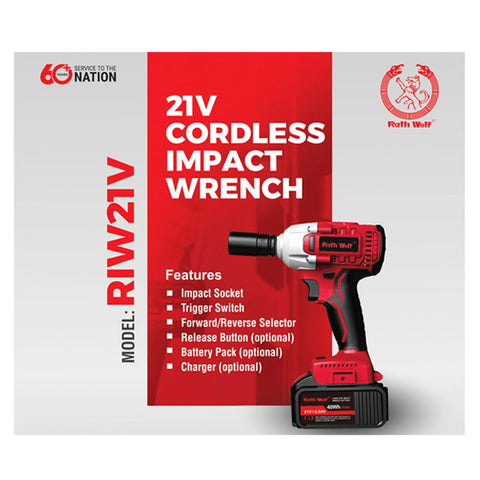 Ralli Wolf RIW21V 21V Cordless Impact Wrench | 380 Nm | 4000mAh Battery