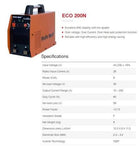Ralli Wolf ECO200N ARC 200 Inverter Welding Machine – Compact Portable IGBT Inverter ARC Welder with 20-200A Output Range, 85% Efficiency (AC 220V)