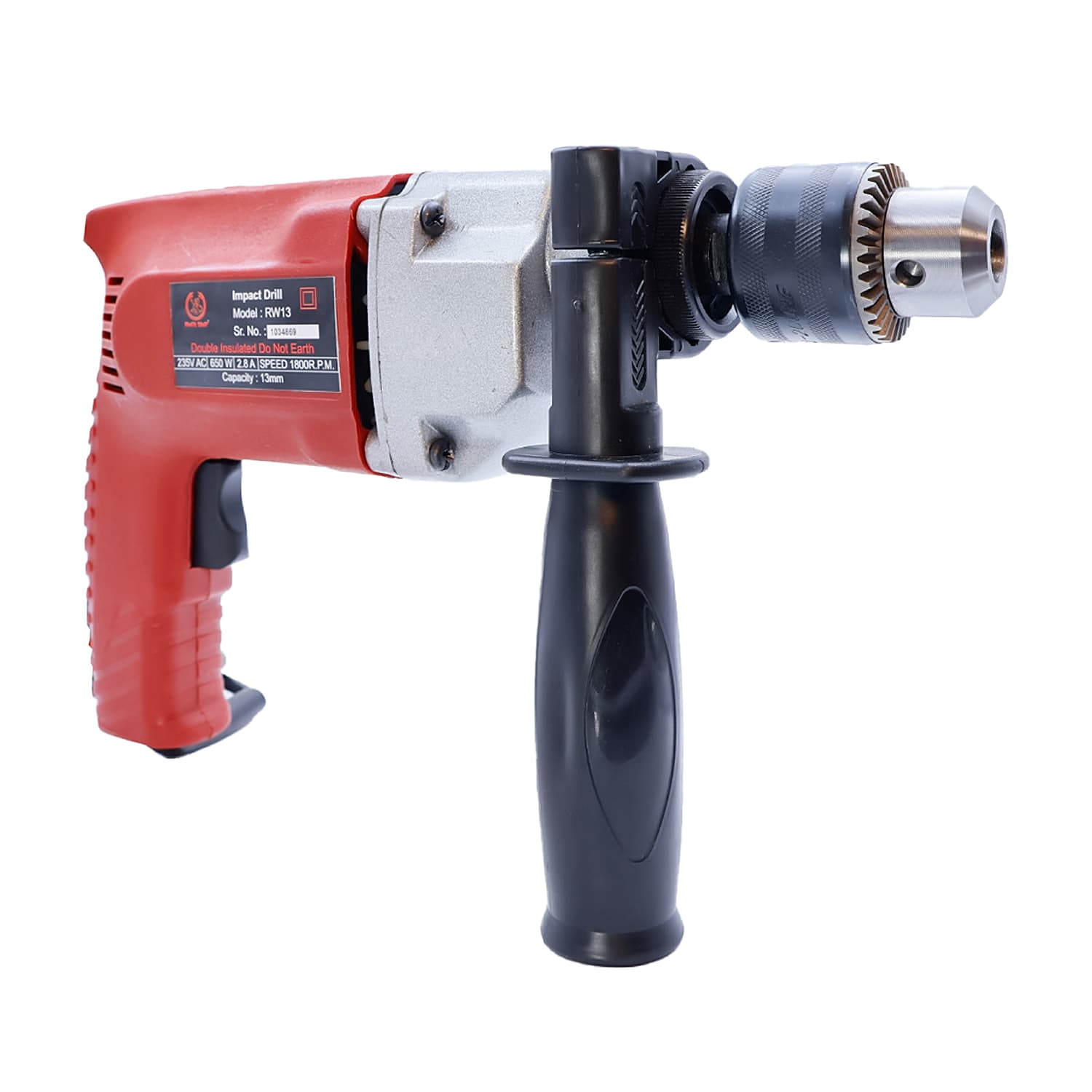 Ralli Wolf RW13 13mm 650W 1800 RPM impact drill with aluminium gear box for masonry drilling and skirt polishing