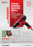 Ralli Wolf RWSD10 10mm 400W screwdriver drill with 20+1 torque settings for drilling and screwdriving applications