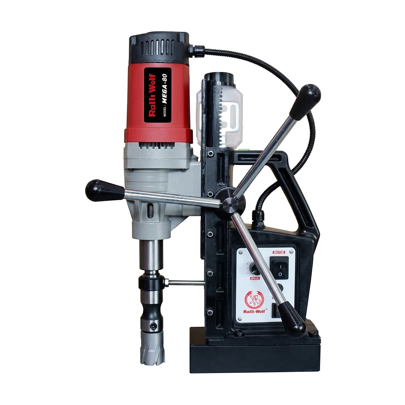 Ralli Wolf Mega 80 80mm Magnetic Core Drill Machine – 1950W Variable Speed Reverse & Forward Magnetic Drilling Machine with 16700N Max Attraction, MT3 Taper (230V)