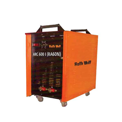 Ralli Wolf RA60N ARC600I IGBT inverter welding machine. 600A output, 415V 3-Phase, forced air cooling, VRD safety. Ideal for heavy industrial welding.