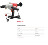Ralli Wolf RDD110 2080W diamond core drill 12–110mm with 2100 RPM for concrete and masonry drilling applications