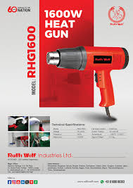 Ralli Wolf RHG1600 1600W heat gun with 350°C and 550°C temperature settings for heat shrinking and electrical maintenance applications