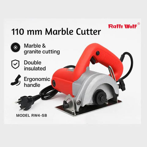 Ralli Wolf RW4 1050W 110mm marble cutter with 13000 RPM and 34mm cutting capacity for marble, stone and tile cutting applications