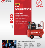 Ralli Wolf RC50 50L 2.5HP 2000W oil-lubricated air compressor for automotive workshops and pneumatic tools