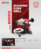 Ralli Wolf RDD110 2080W diamond core drill 12–110mm with 2100 RPM for concrete and masonry drilling applications