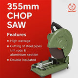 Ralli Wolf RW14 2300W 355mm cut-off machine for steel pipes, TMT rods and aluminium section cutting