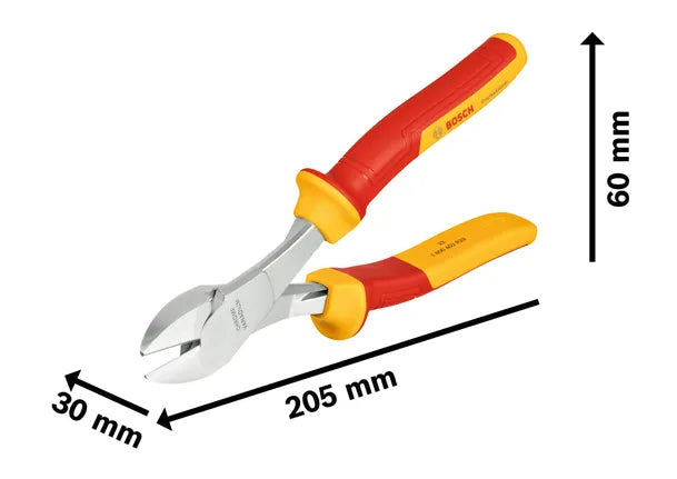 Bosch VDE High Leverage Diagonal Side Cutters, 200 mm Professional (1 600 A02 NE2)