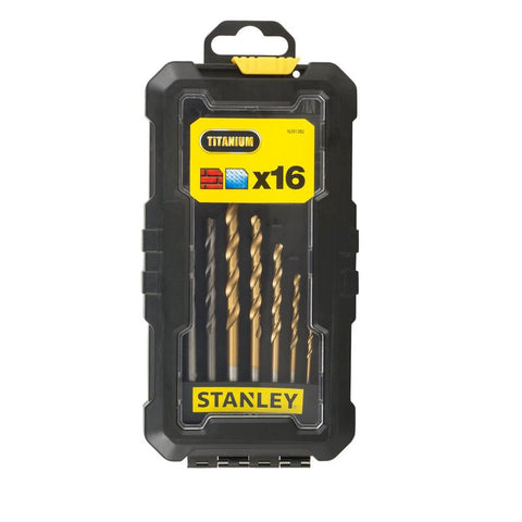 Stanley, Stanley STA7221-XJ, Stanley Drilling Set, Stanley Screwdriving Set, 16Pcs Drill Bit Set, Mixed Drill Bit Set, Titanium Drill Bit Set, HSS Drill Bits, Masonry Drill Bit Set
