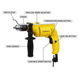 STANLEY SDH600 13mm 600W Hammer Drill with 49300 IPM Impact Rate for Concrete Masonry Metal and Wood