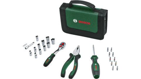 Bosch Starter Hand Tool Set 26-Piece | Ratchet, Sockets, Bits & Pliers