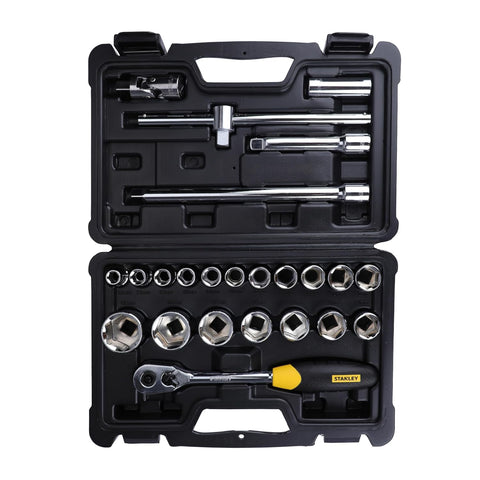 Stanley, Stanley STMT72795-8, Stanley Socket Set, 24Pcs Socket Set, 1/2 Inch Socket Set, 6 Point Socket Set, Square Drive Socket Set, Chrome Vanadium Socket Set, Max Drive Socket, Quick Release Ratchet, Automotive Socket Set, Mechanic Tool Set, Garage Tools, Workshop Tools, Industrial Socket Set, Professional Socket Set, Stanley Hand Tools, Lion Tools Mart