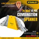 Stanley 70-964E 12 Pcs Combination Spanner Set made from Chrome Vanadium steel with Maxi-Drive™ anti-slip technology. Ideal for automotive repair, workshops, garages, mechanical servicing, and industrial maintenance.