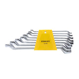 Stanley 70-394E 8 Pcs Shallow Offset Ring Spanner Set made from Chrome Vanadium steel with Maxi-Drive™ BI-Hex technology. Ideal for automotive repair, workshops, garages, and industrial maintenance.