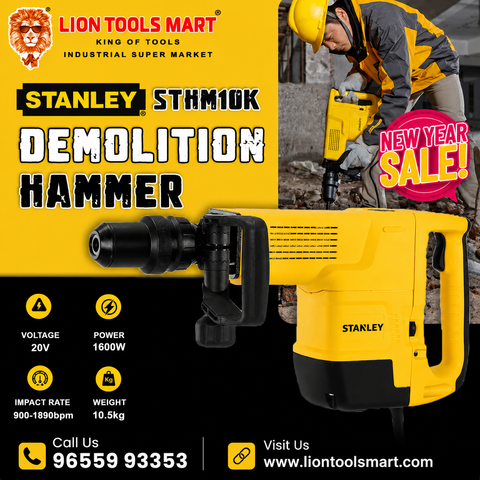 Stanley STHM10K 10kg Demolition Hammer - 1600W Heavy Duty Concrete Breaker
