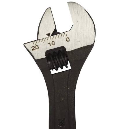 Stanley STMT74893-8 6 Inch (150mm) Adjustable Wrench with forged Chrome Vanadium steel, phosphate finish, laser-etched jaw scale, and built-in tension spring. Ideal for plumbing, automotive repair, workshops, and industrial maintenance.