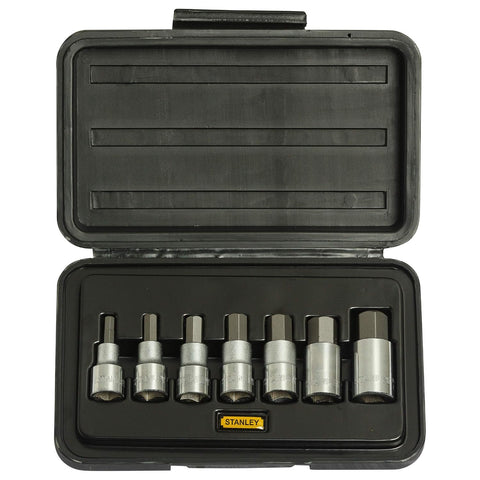 Stanley 1-89-099 7-piece 1/2 inch drive metric hex bit socket set with Chrome Vanadium steel for automotive, machinery and industrial maintenance