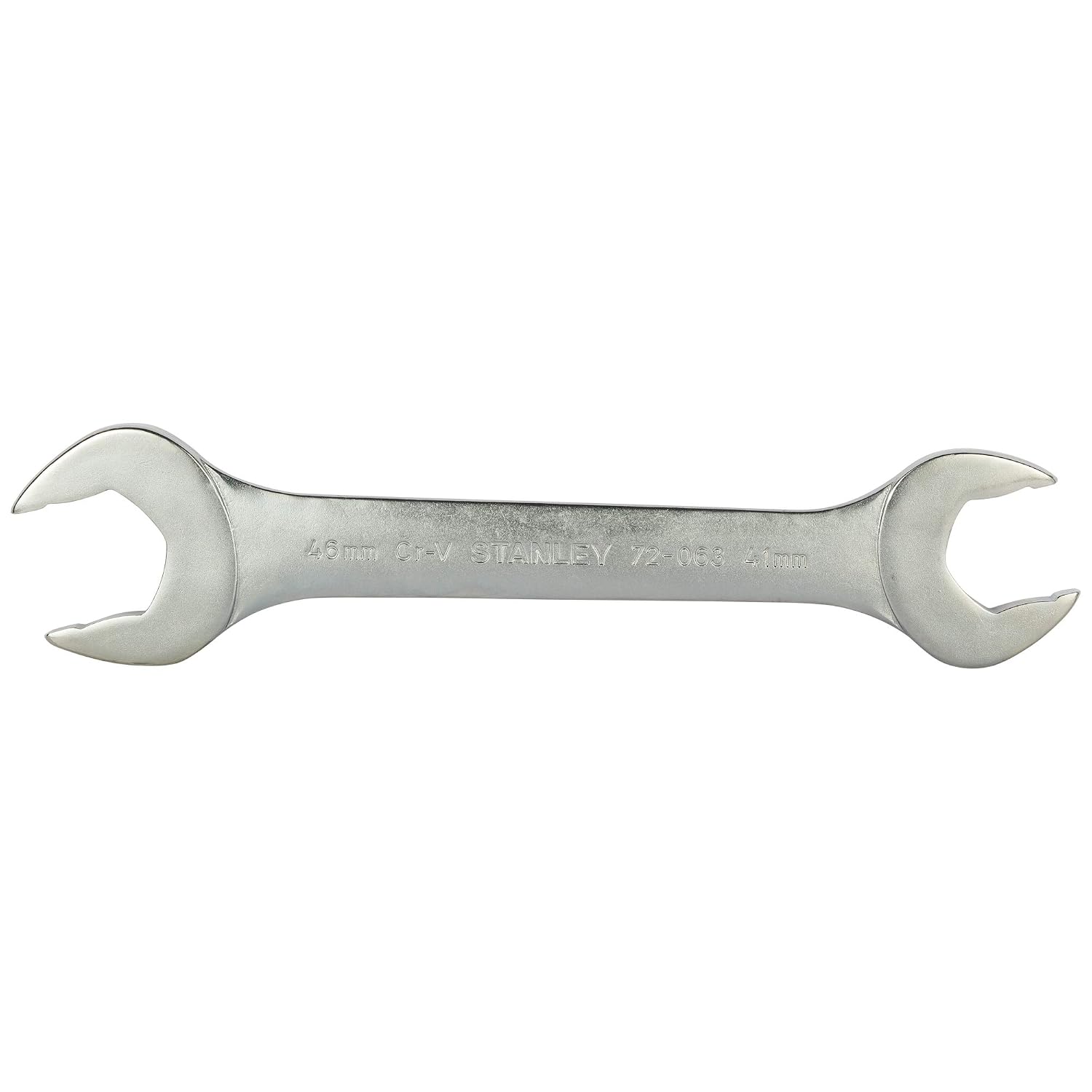 Stanley 72-063 41×46mm Chrome Vanadium Jumbo double open end spanner with Maxi-Drive anti-slip jaws for heavy machinery and industrial maintenance.