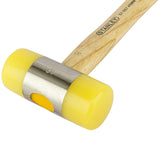 The Stanley 57-057 45mm Soft Face Hammer features a durable soft face and comfortable wooden handle for controlled, non-marring impact.