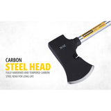 The Stanley 54-105 560g (20 Oz) Camp Axe features a hardened carbon steel head and durable steel shaft for reliable wood-cutting performance.