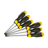 Stanley STHT65242-8 6 Pcs Chrome Vanadium Cushion Grip Magnetic Screwdriver Set for Electrical Automotive and Workshop Repairs