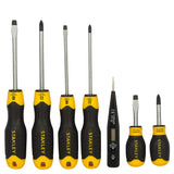 Stanley STHT92002-8 6 Pcs Chrome Vanadium Cushion Grip Screwdriver Set with Bonus Voltage Tester for Electrical and Mechanical Repairs
