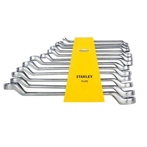 Stanley 70-395E 12 piece shallow offset BI-Hex ring spanner set Cr-V steel for automotive workshop use
